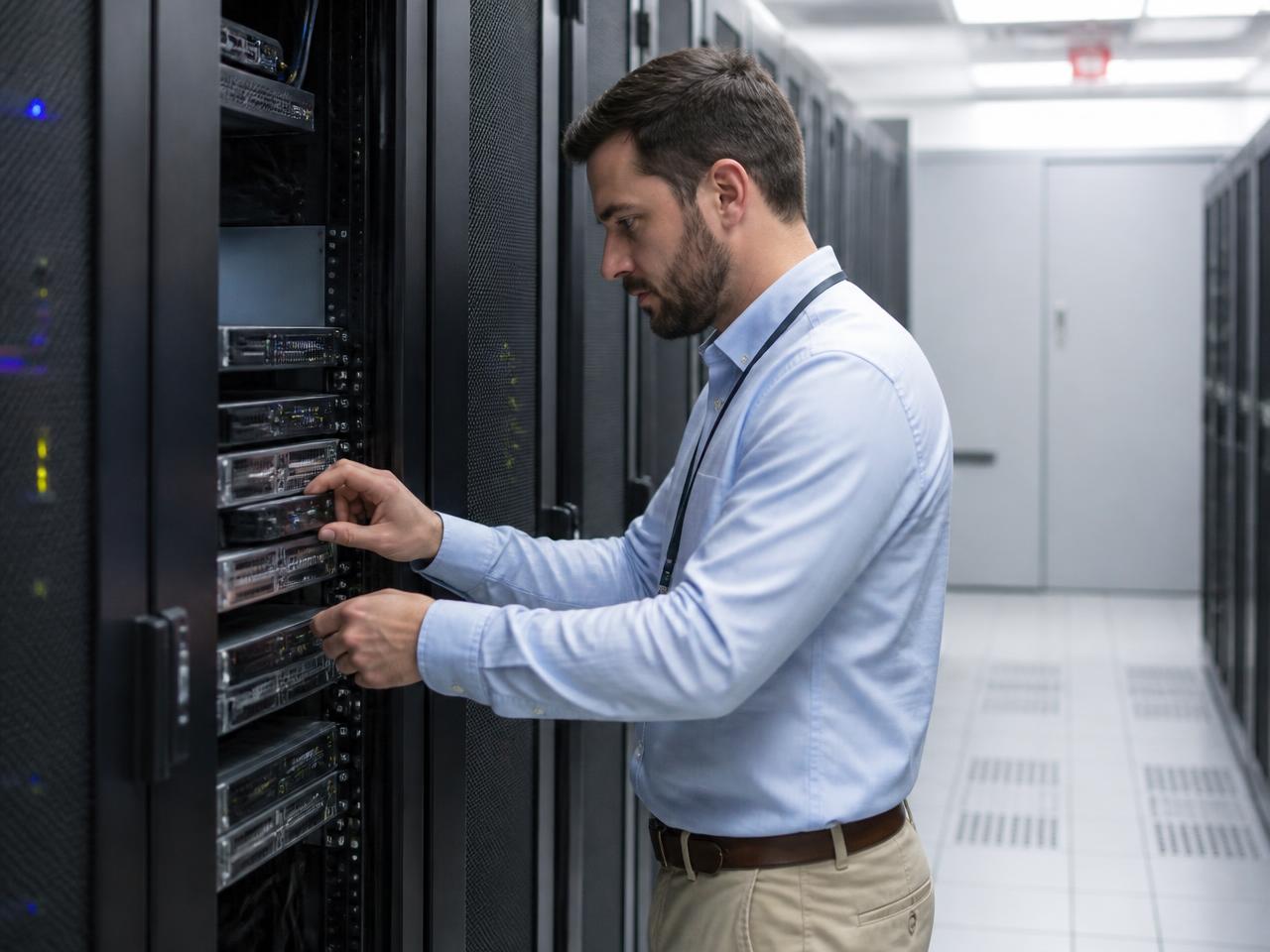 NIYACAM technician servicing enterprise server hardware